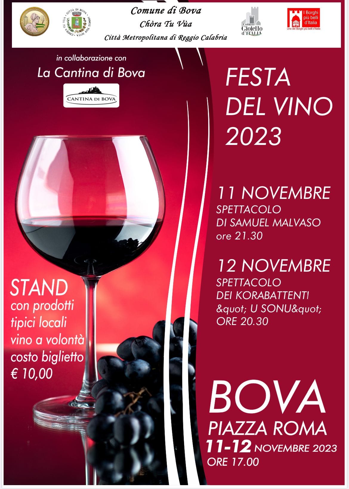 Programma Festa del Vino Bova 2023